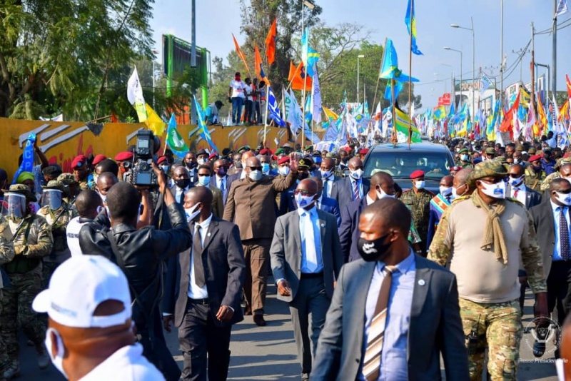 le président congolais Félix-Antoine Tshisekedi en déplacement à Goma